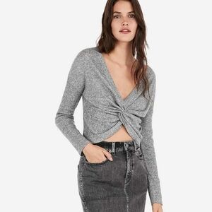 Candie's Twist Front Reversible Knit Gray Sweater Junior's size Large